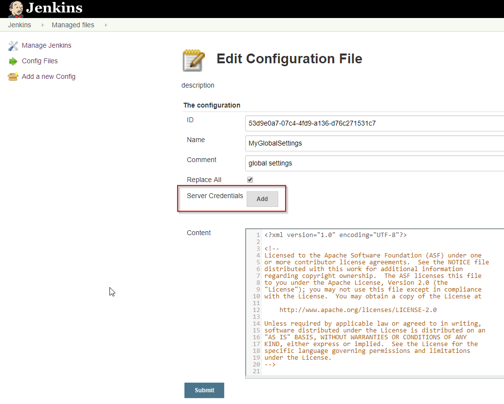 jenkins new maven settings servers