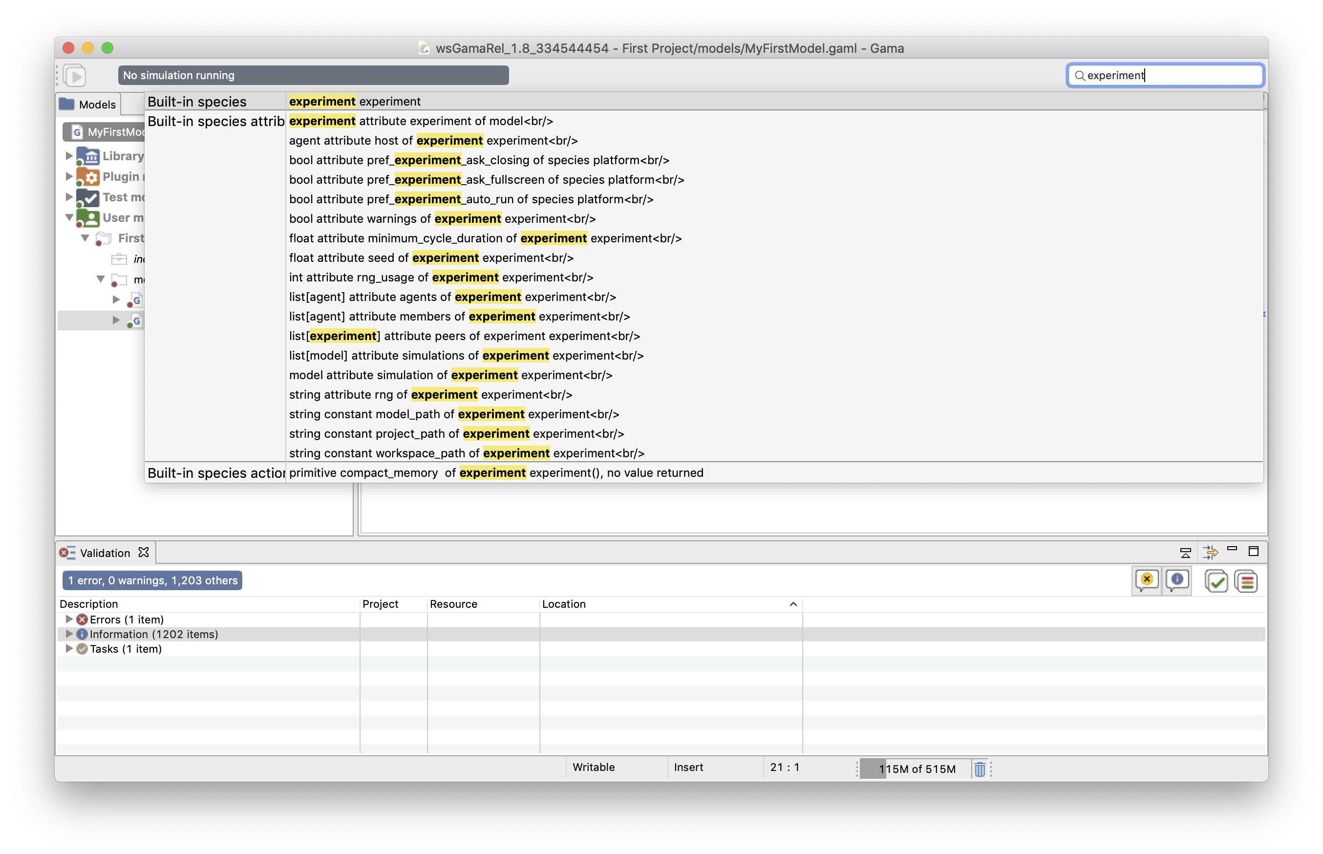 GAML reference search engine results on the experiment keyword.