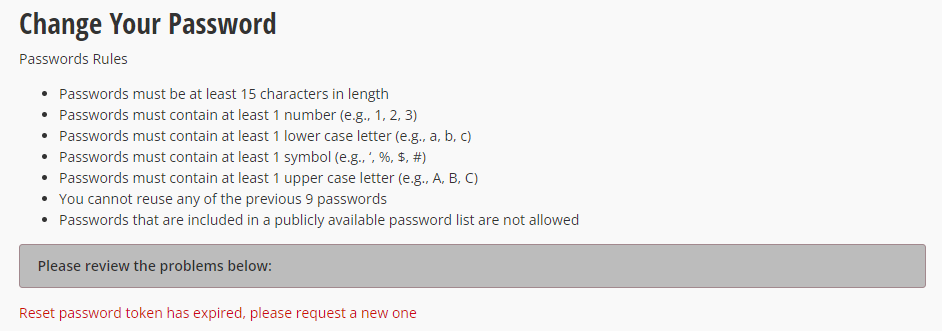 Password change error