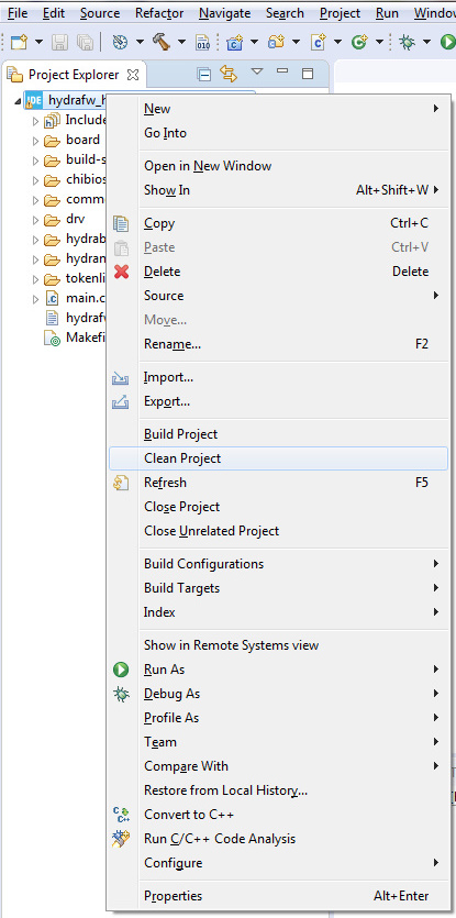 Clean Project Contextual Menu