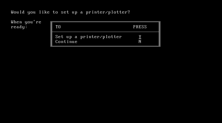 Windows 1.01 SETUP printer