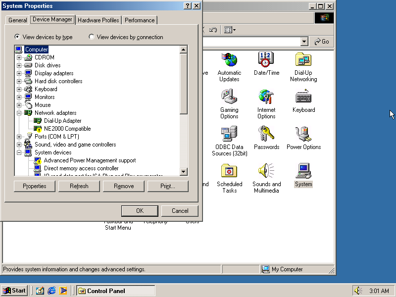 Windows ME System Properties