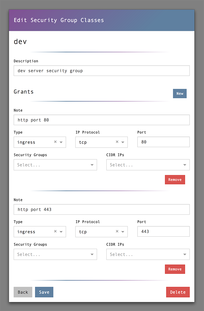 awsm Dev Security Group Class - Screenshot