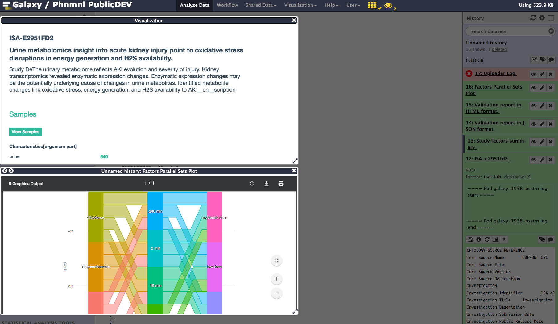 visualize workflow output results