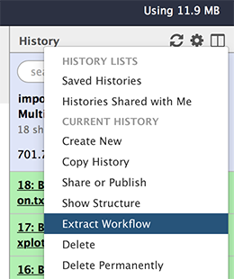 Galaxy extract workflow