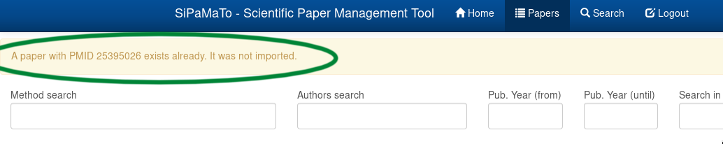 Import unsuccessful due to paper already existing